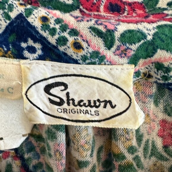 Vintage Dress Blue Peasant Midi Boho Floral 70s Cottagecore Prairie - Picture 12 of 13